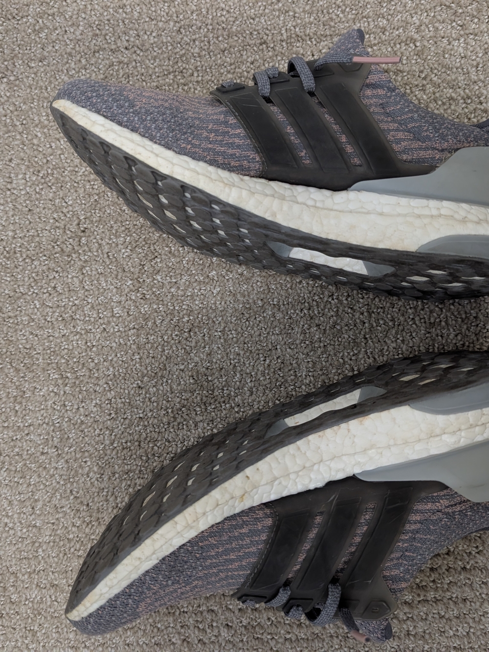 adidas Men’s Grey with Pink Accent Ultra Boost Sneakers - Picture 3 of 4